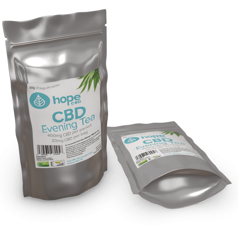Soothing blend of our CBD Evening Tea with added Valerian, Lavender Root, Linden. Packed with 20mg CBD & CBDa per tea bag. Buy the best CBD tea in the UK